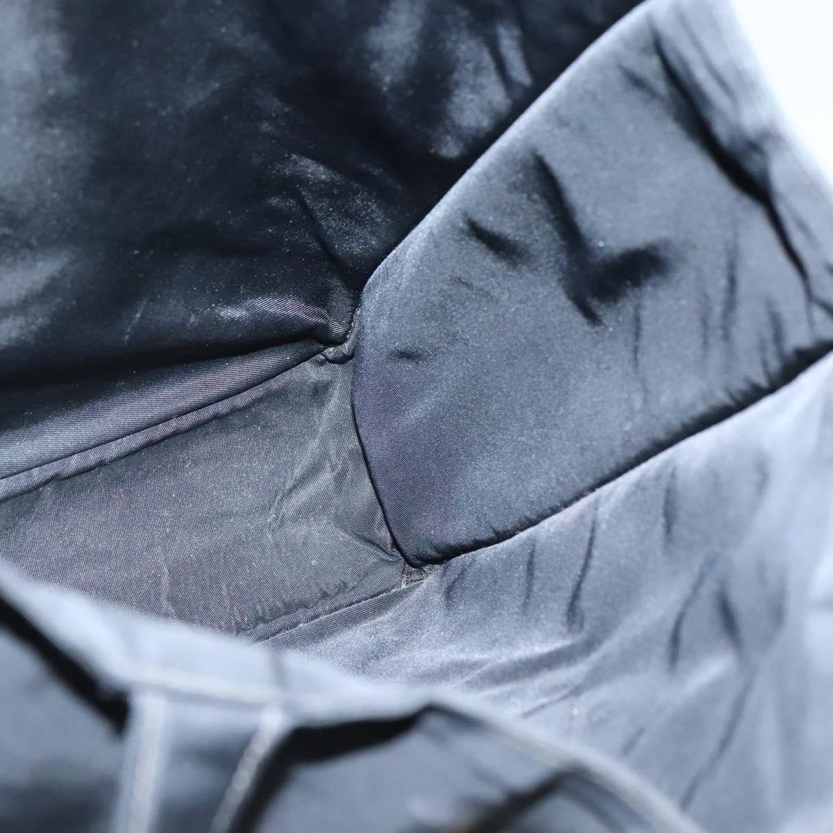 CHANEL Hand Bag Nylon Black Gold CC Auth bs28849