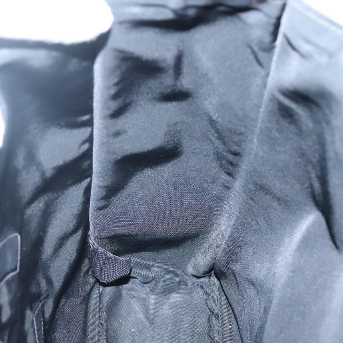 CHANEL Hand Bag Nylon Black Gold CC Auth bs28849