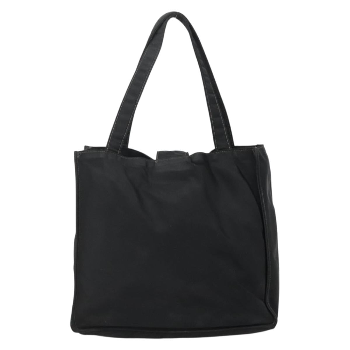 CHANEL Hand Bag Nylon Black Gold CC Auth bs28849