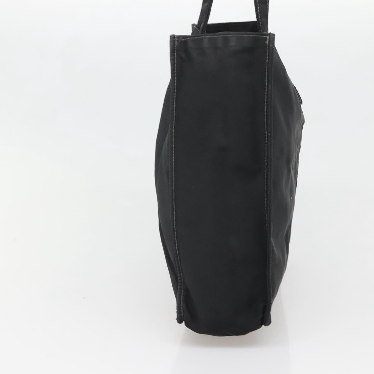 CHANEL Hand Bag Nylon Black Gold CC Auth bs28849