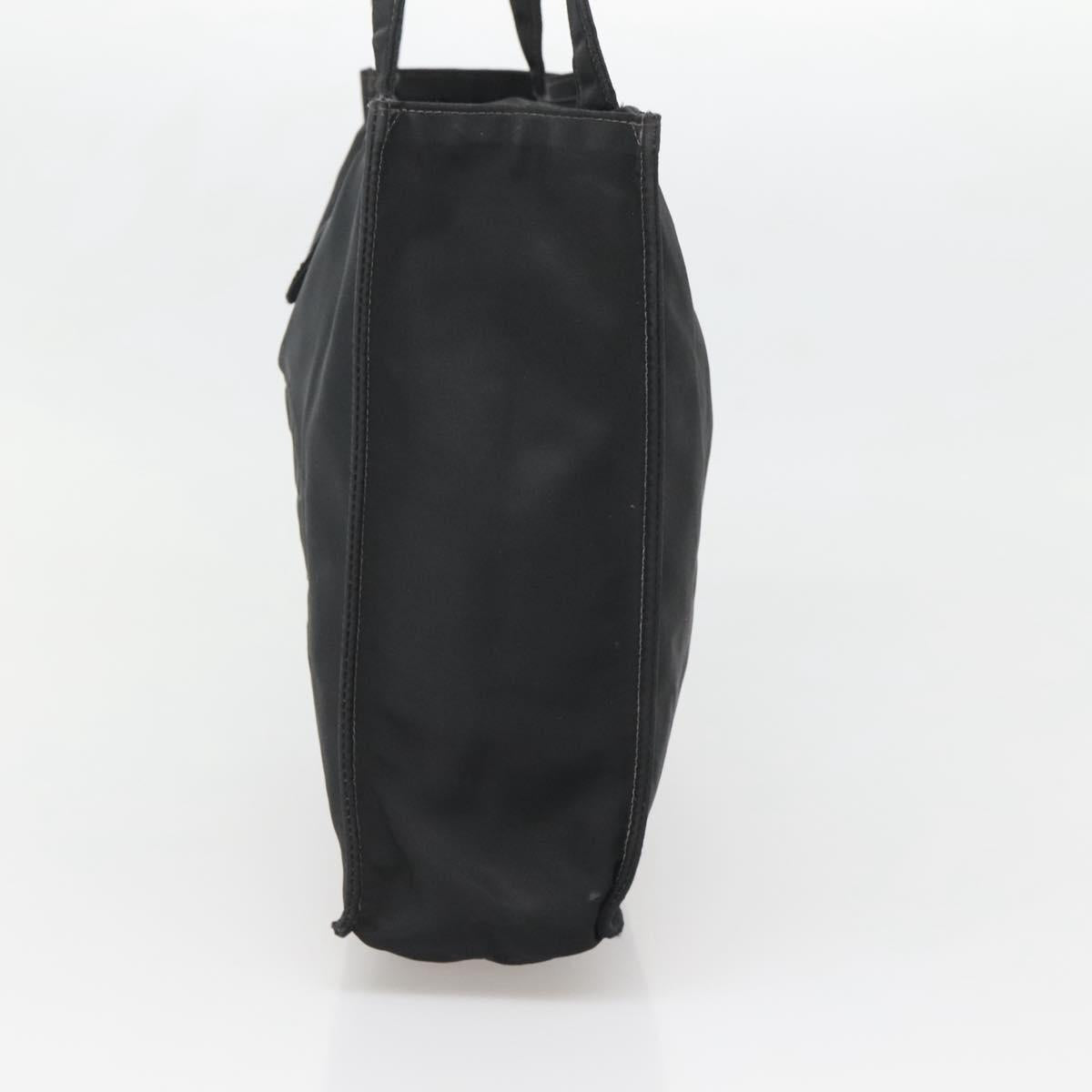 CHANEL Hand Bag Nylon Black Gold CC Auth bs28849