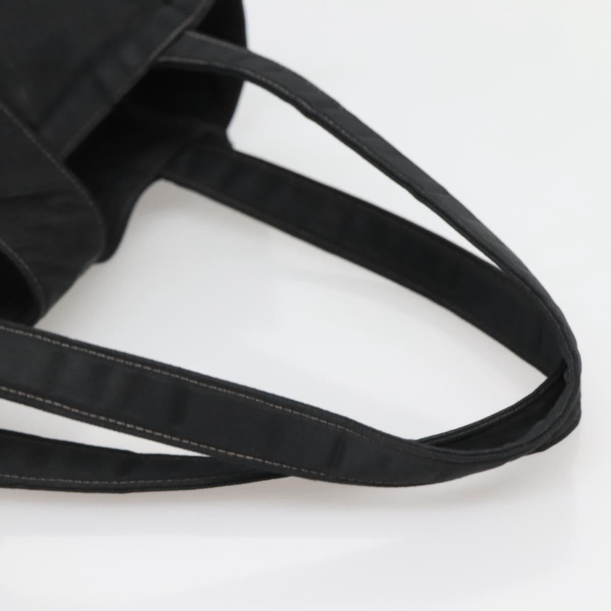 CHANEL Hand Bag Nylon Black Gold CC Auth bs28849