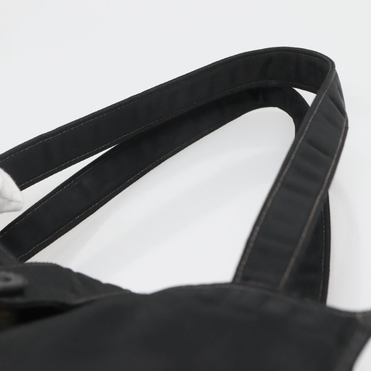 CHANEL Hand Bag Nylon Black Gold CC Auth bs28849