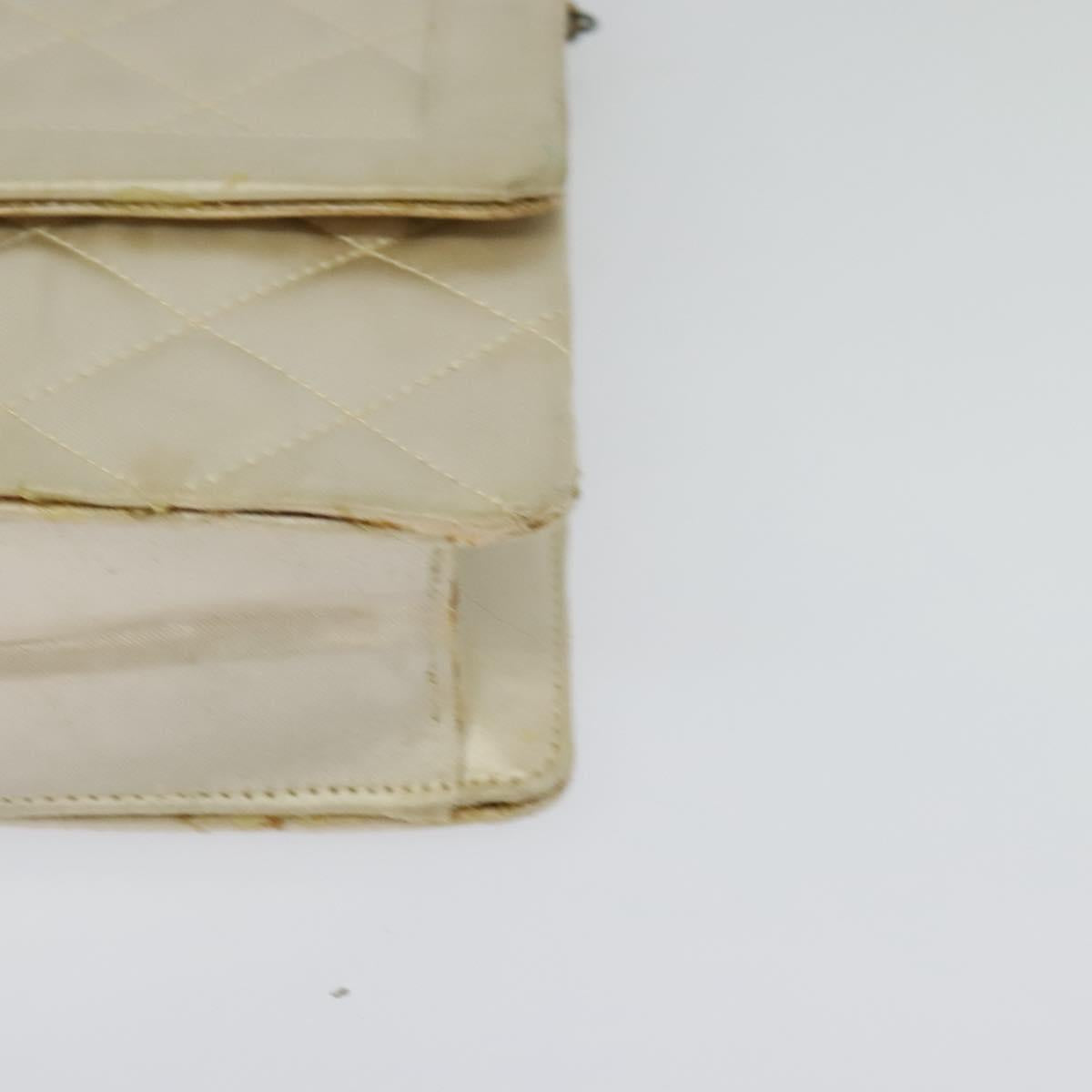 CHANEL Paris Limited Matelasse Chain Bag Satin White Gold CC Auth bs28858