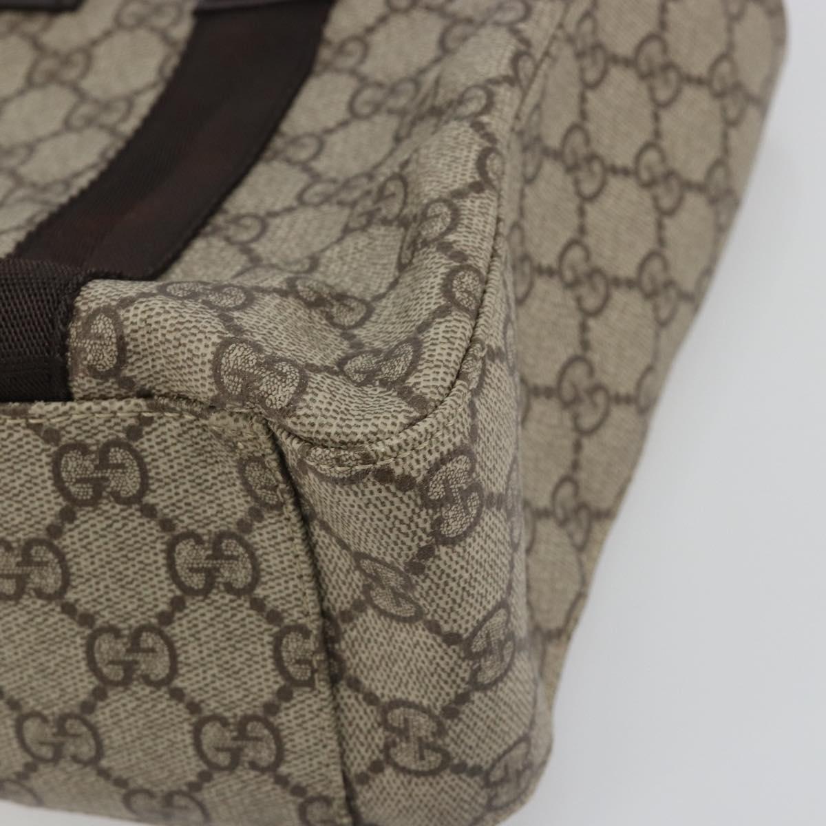 GUCCI GG Supreme Tote Bag PVC Beige Silver 141976 Auth bs28870