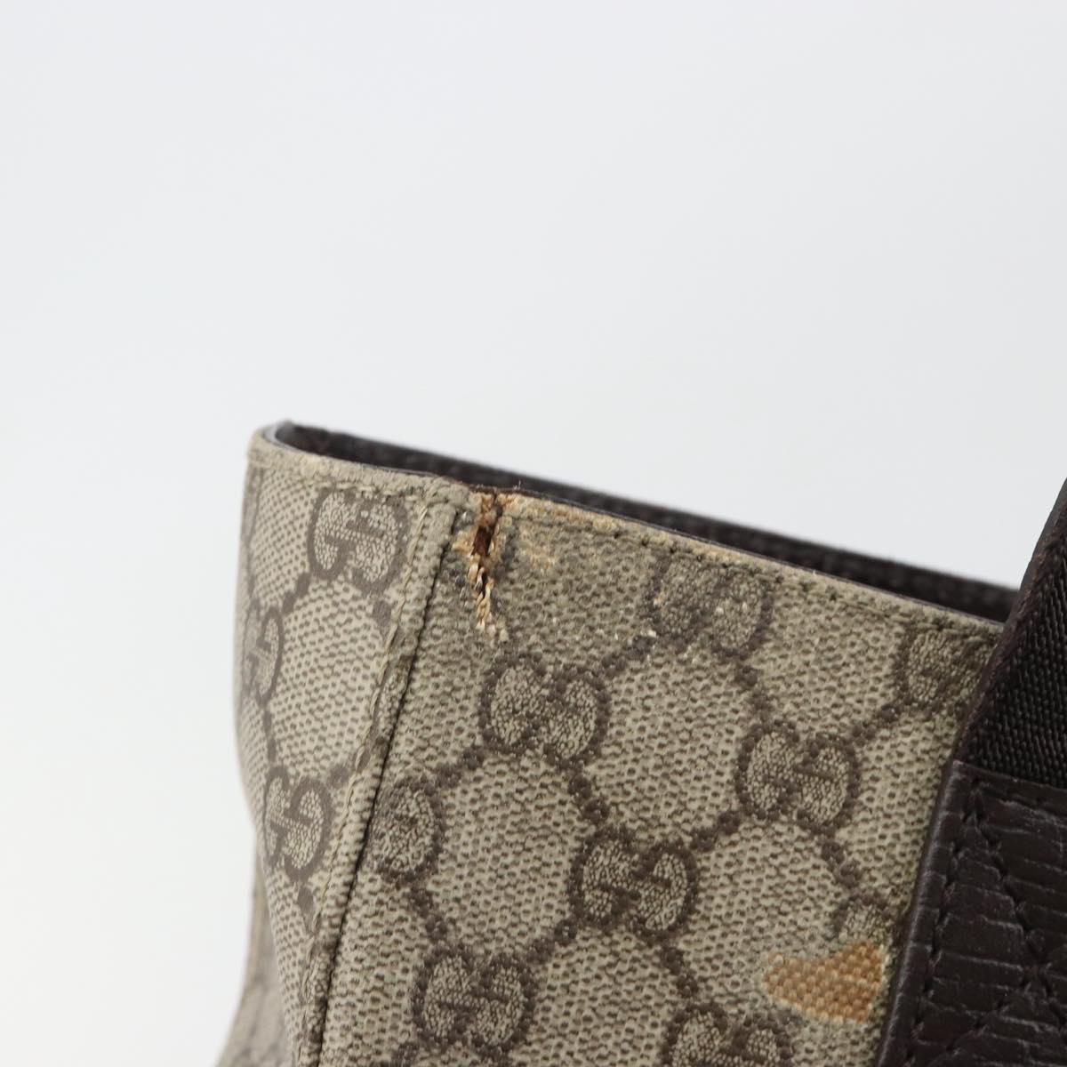 GUCCI GG Supreme Tote Bag PVC Beige Silver 141976 Auth bs28870