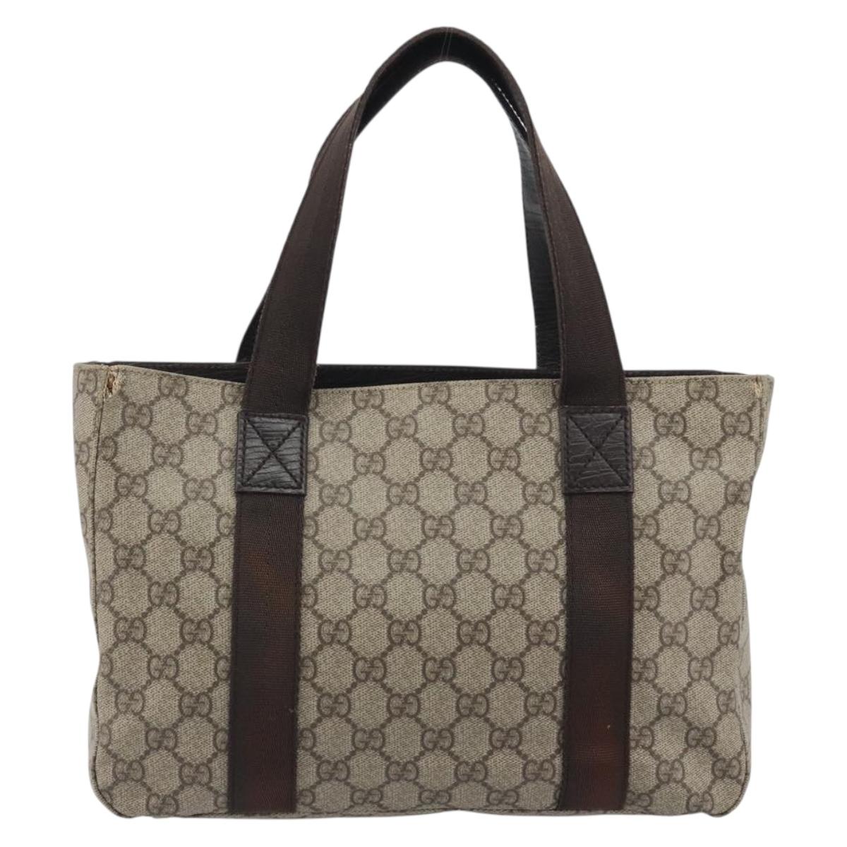 GUCCI GG Supreme Tote Bag PVC Beige Silver 141976 Auth bs28870