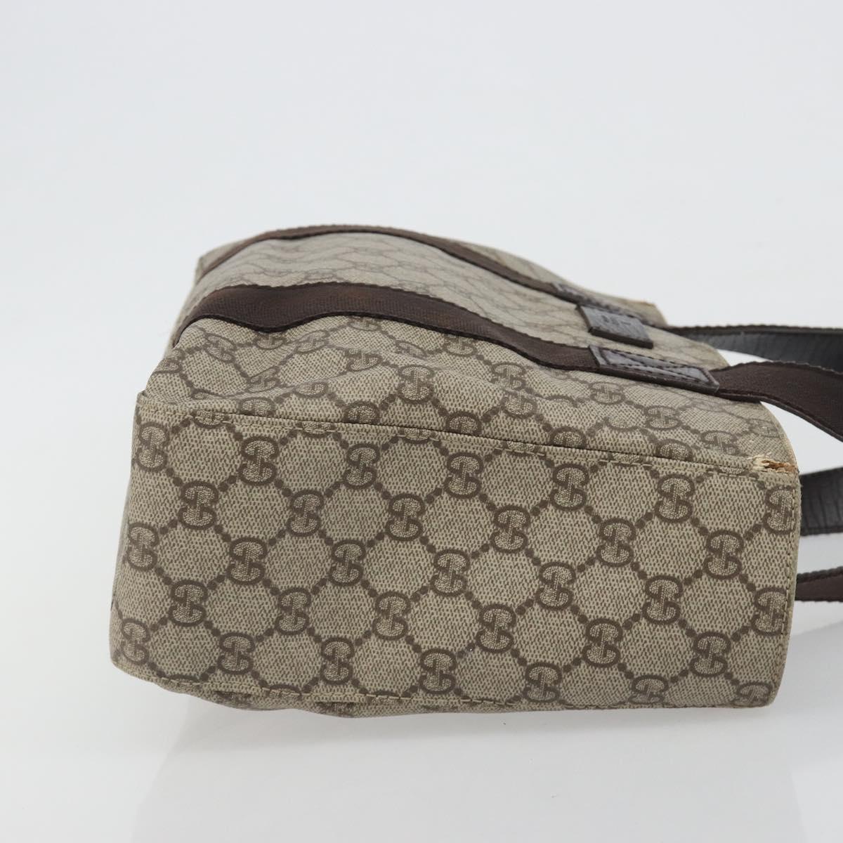 GUCCI GG Supreme Tote Bag PVC Beige Silver 141976 Auth bs28870