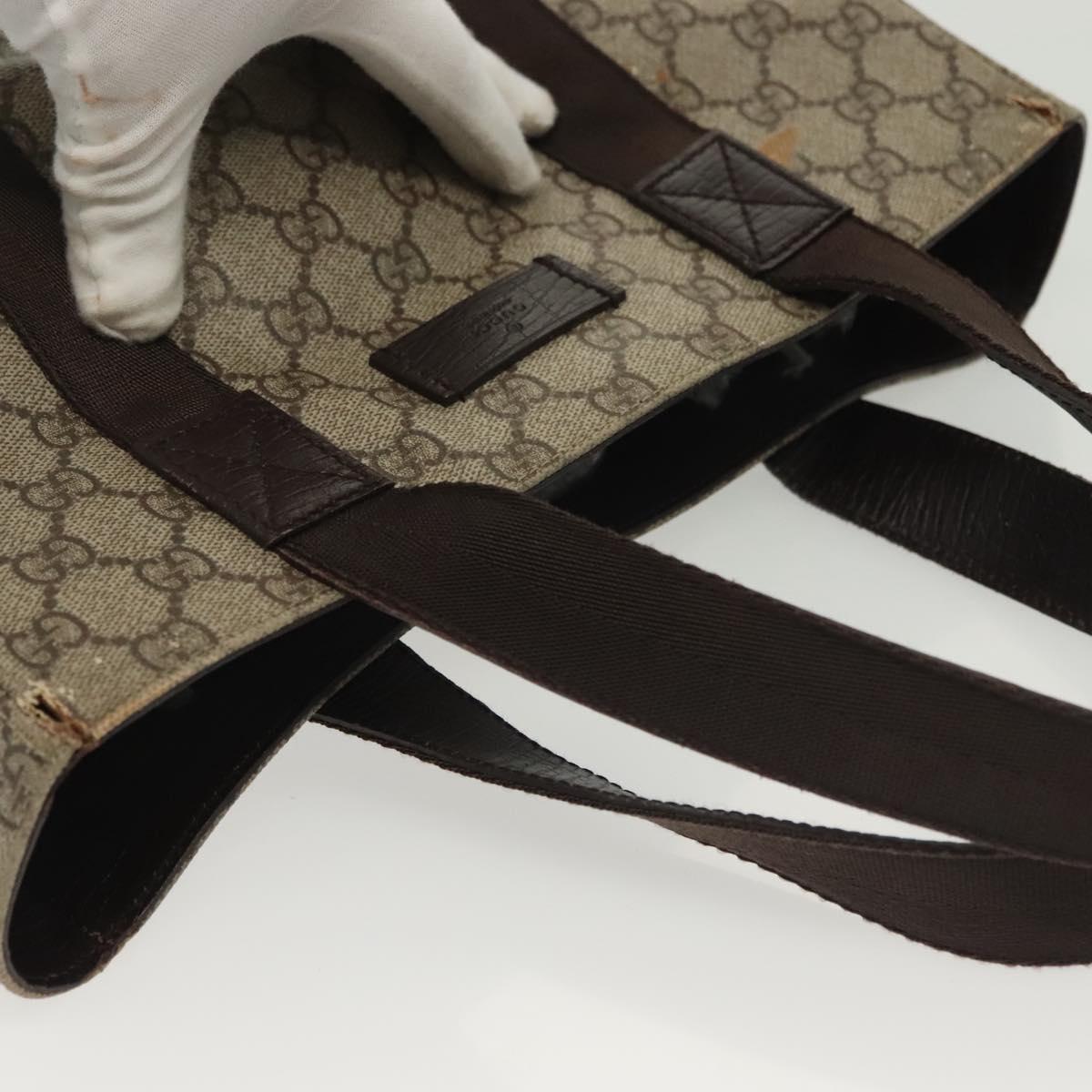 GUCCI GG Supreme Tote Bag PVC Beige Silver 141976 Auth bs28870