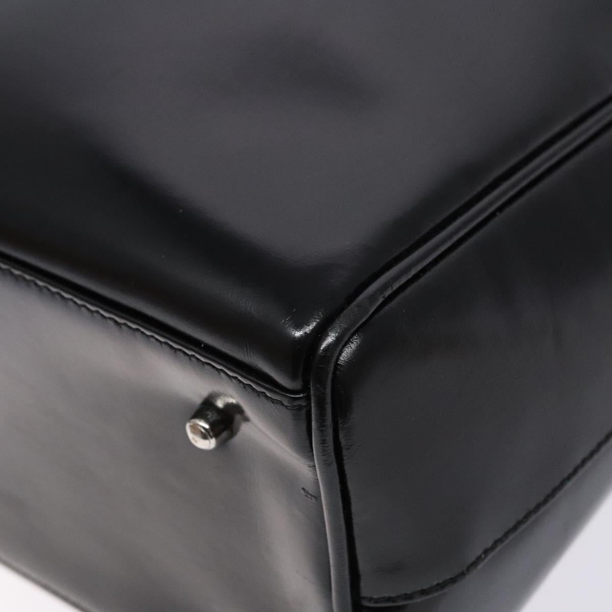 GUCCI Hand Bag Enamel Black Silver 002 2865 1313 Auth bs28882