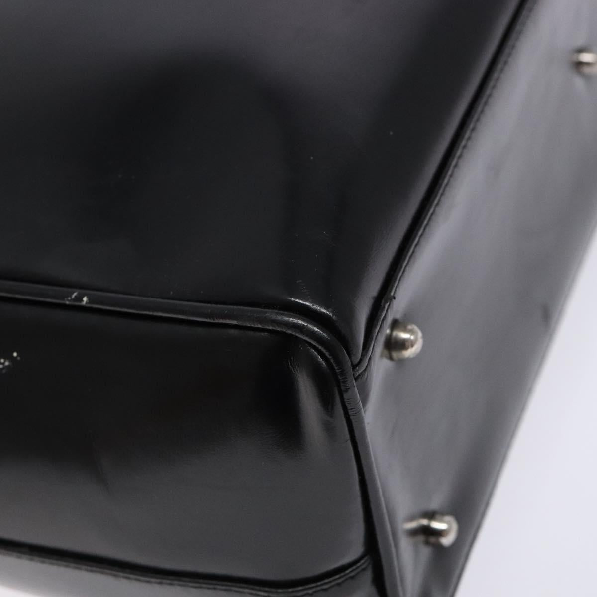 GUCCI Hand Bag Enamel Black Silver 002 2865 1313 Auth bs28882