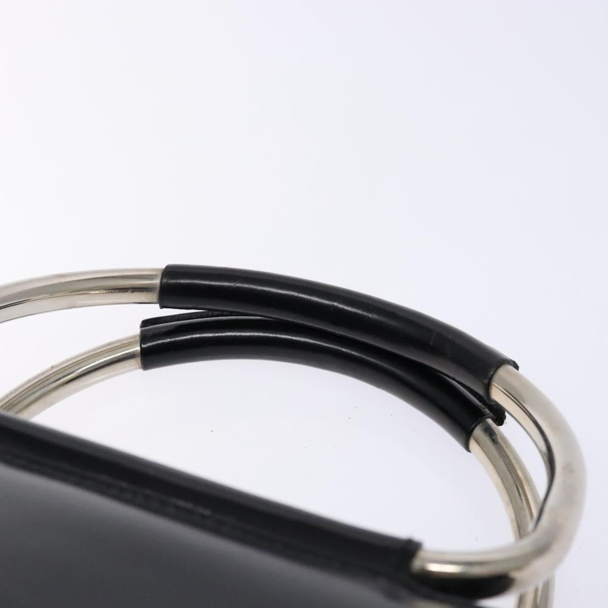 GUCCI Hand Bag Enamel Black Silver 002 2865 1313 Auth bs28882