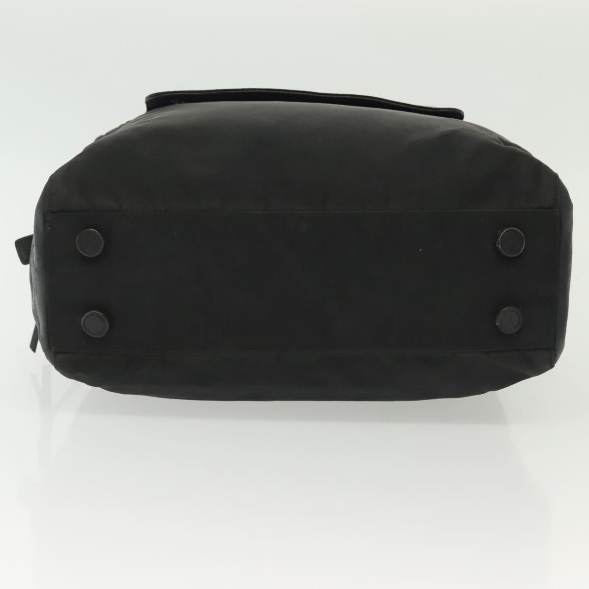 PRADA Hand Bag Nylon Leather Black Silver Auth bs28884