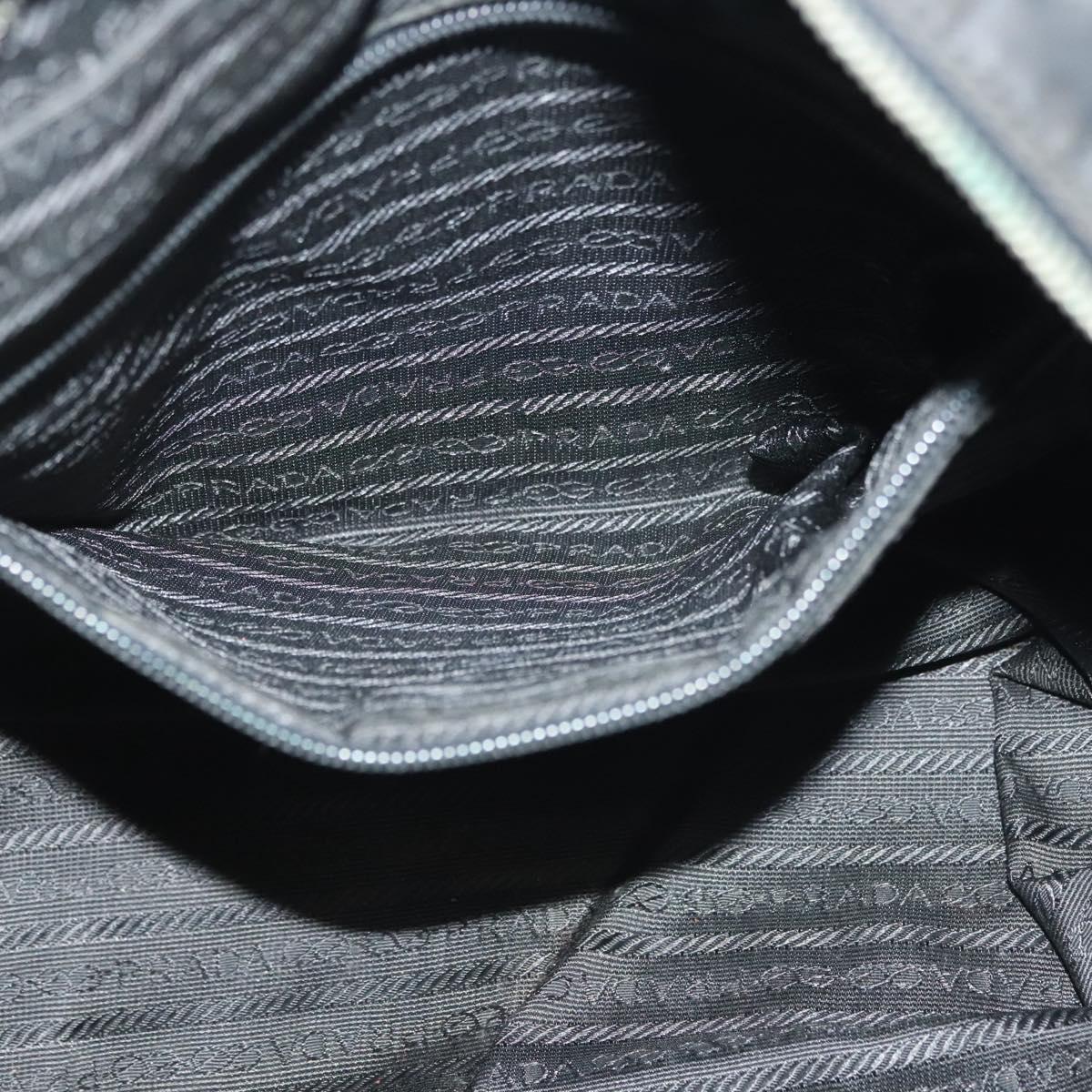 PRADA Hand Bag Nylon Leather Black Silver Auth bs28884