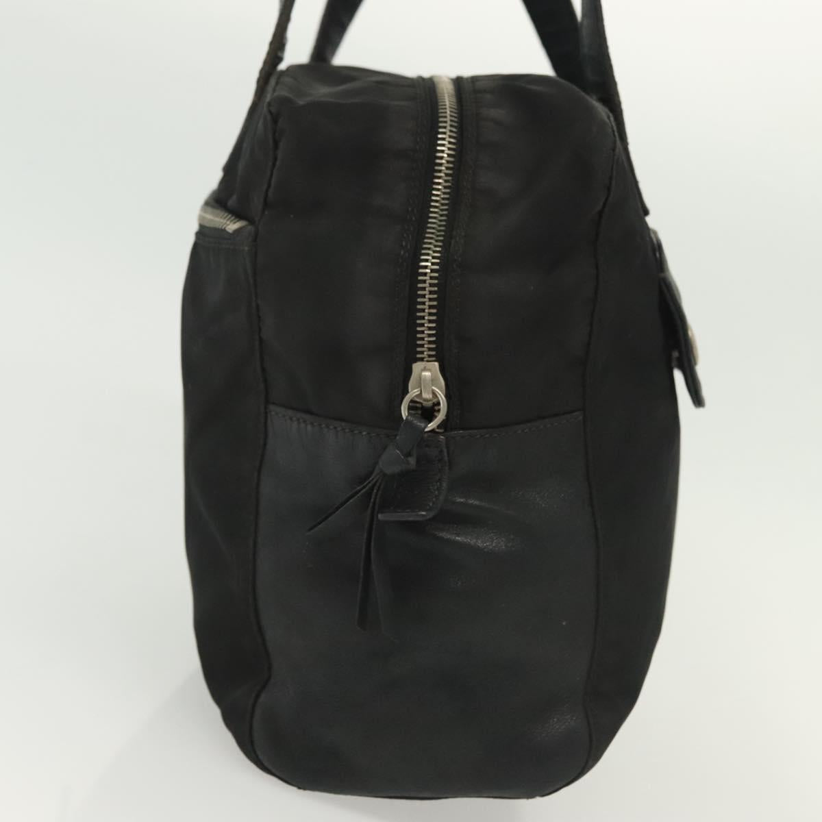 PRADA Hand Bag Nylon Leather Black Silver Auth bs28884