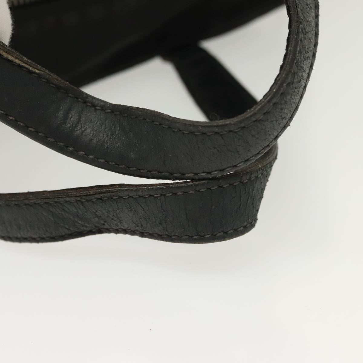 PRADA Hand Bag Nylon Leather Black Silver Auth bs28884