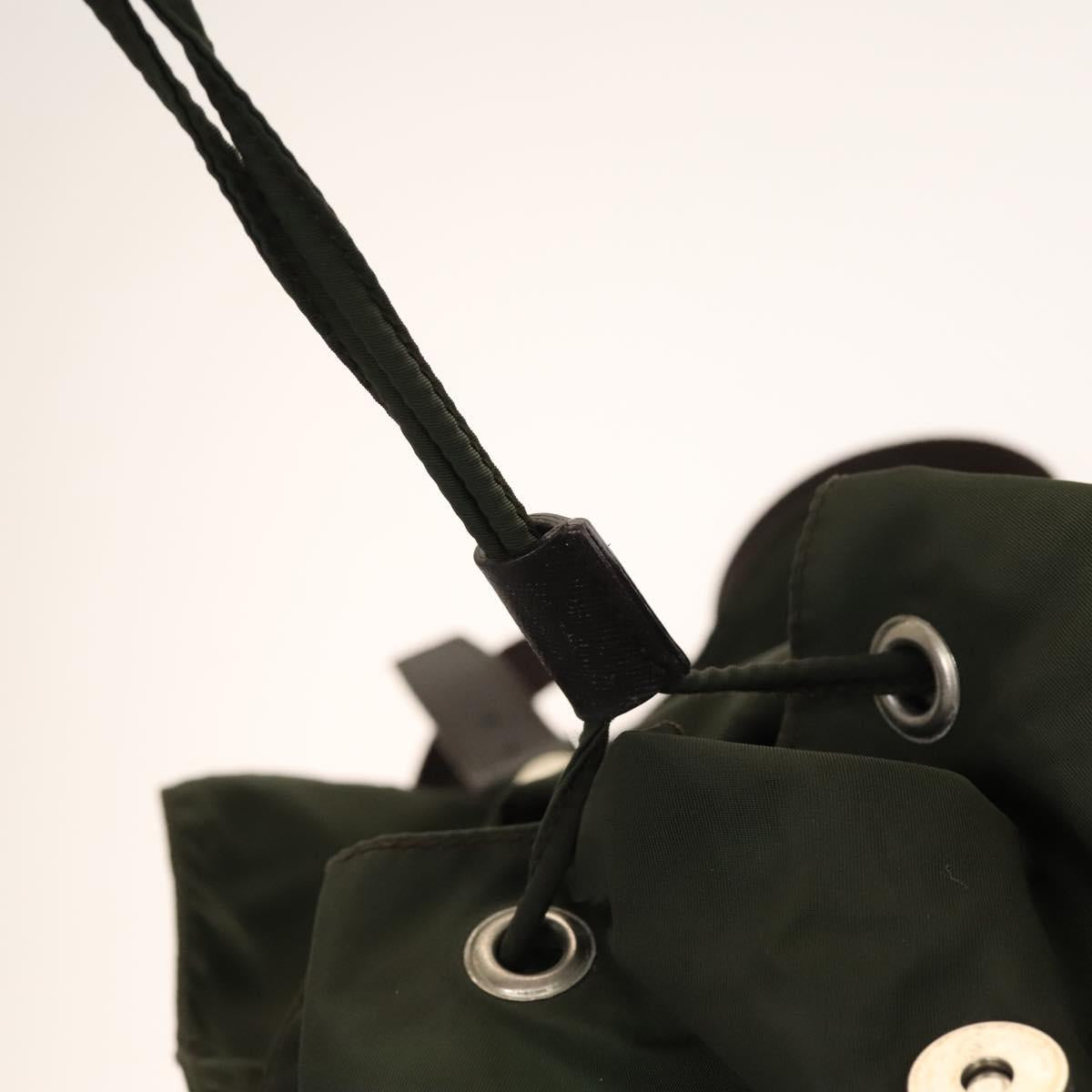 PRADA Backpack Nylon Khaki Silver Auth bs28888