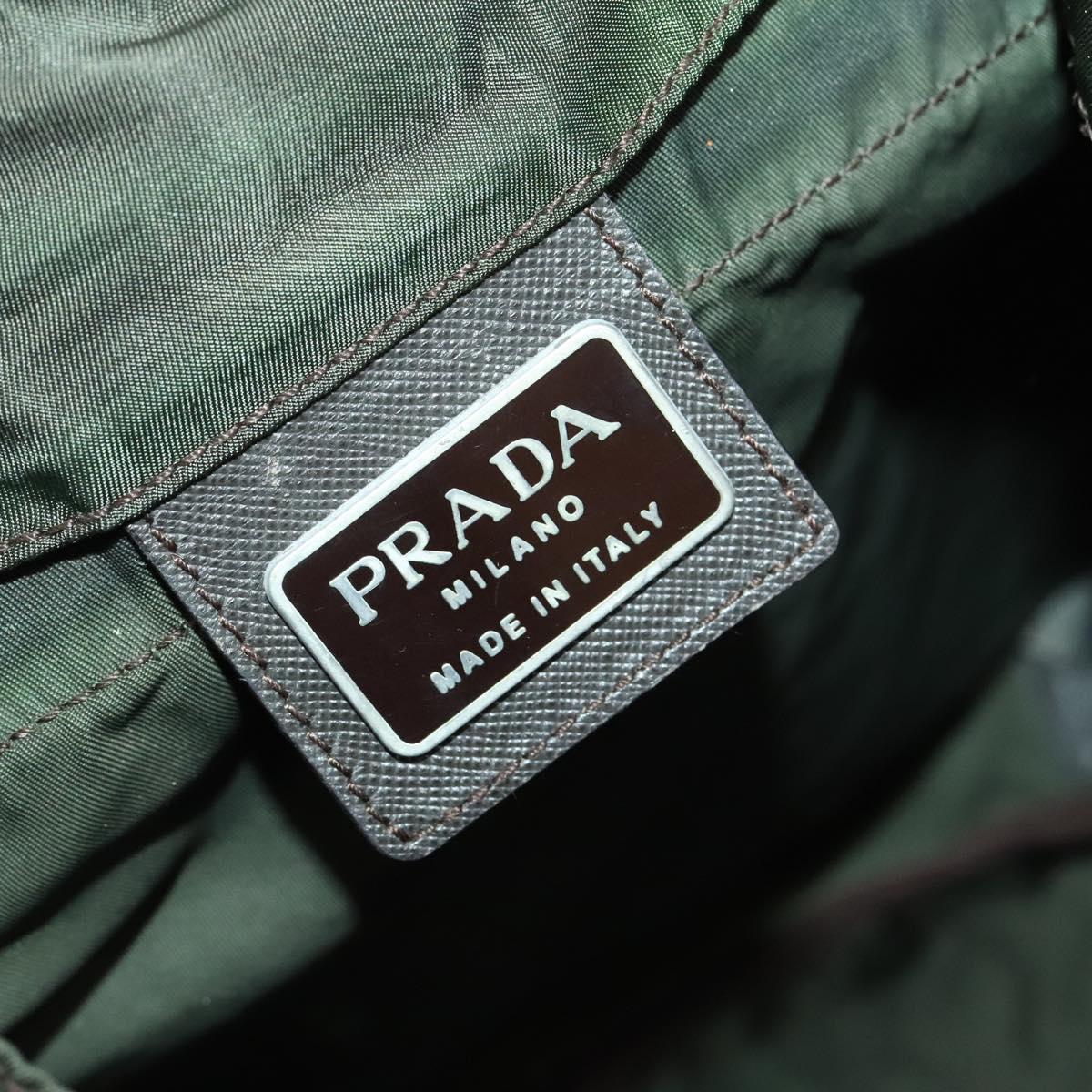 PRADA Backpack Nylon Khaki Silver Auth bs28888