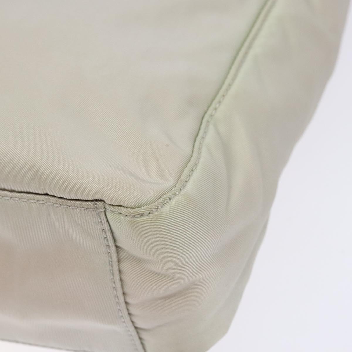 PRADA Tote Bag Nylon White Silver Auth bs28890