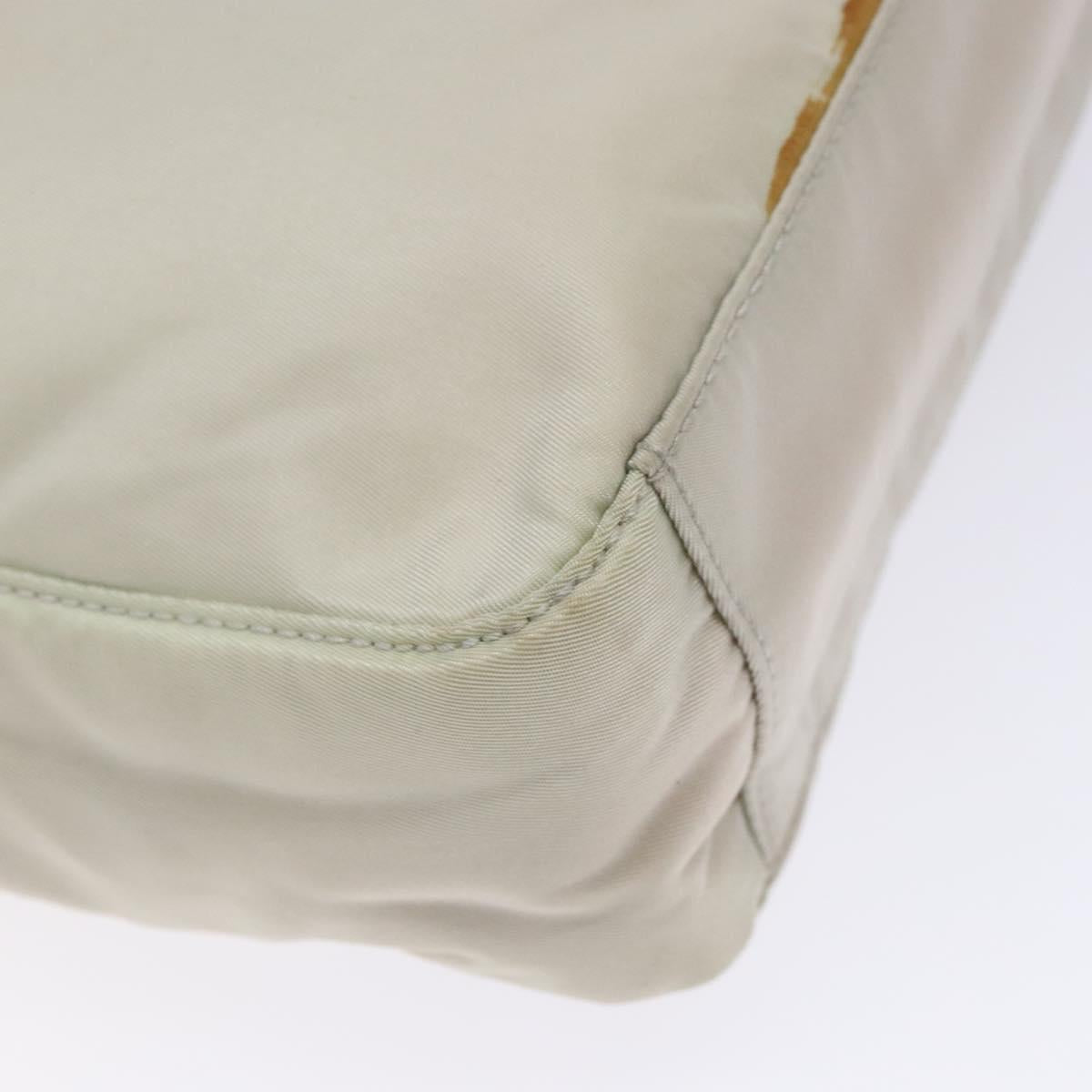 PRADA Tote Bag Nylon White Silver Auth bs28890