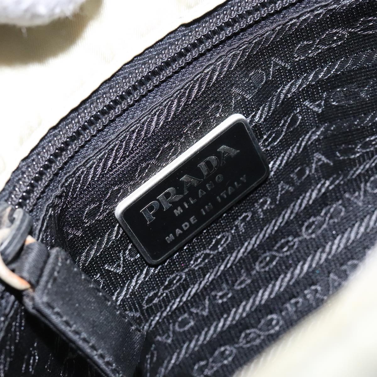 PRADA Tote Bag Nylon White Silver Auth bs28890