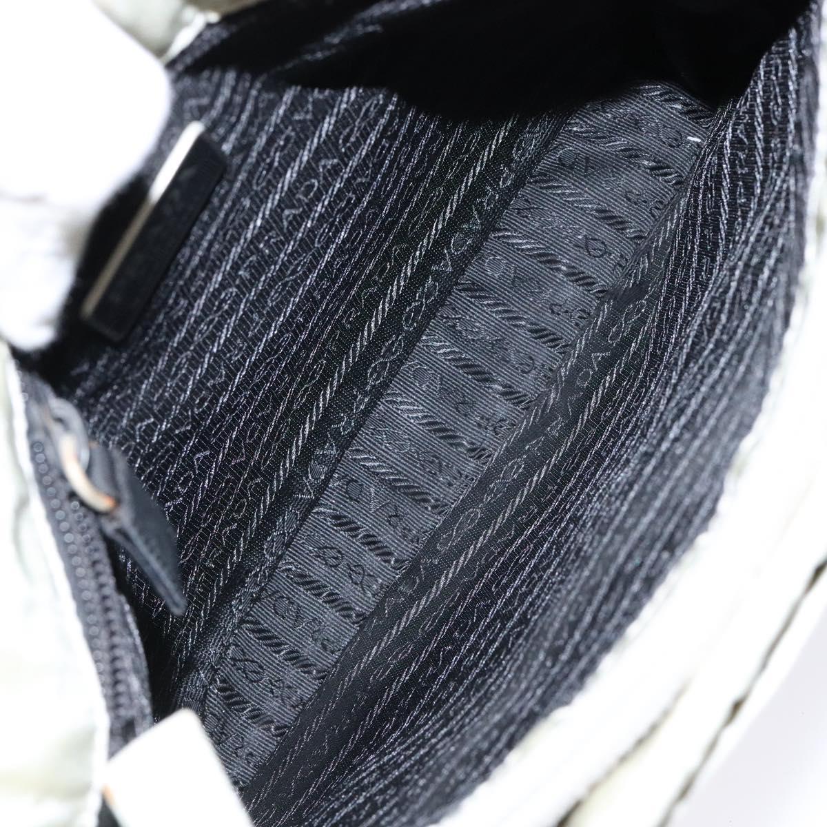 PRADA Tote Bag Nylon White Silver Auth bs28890