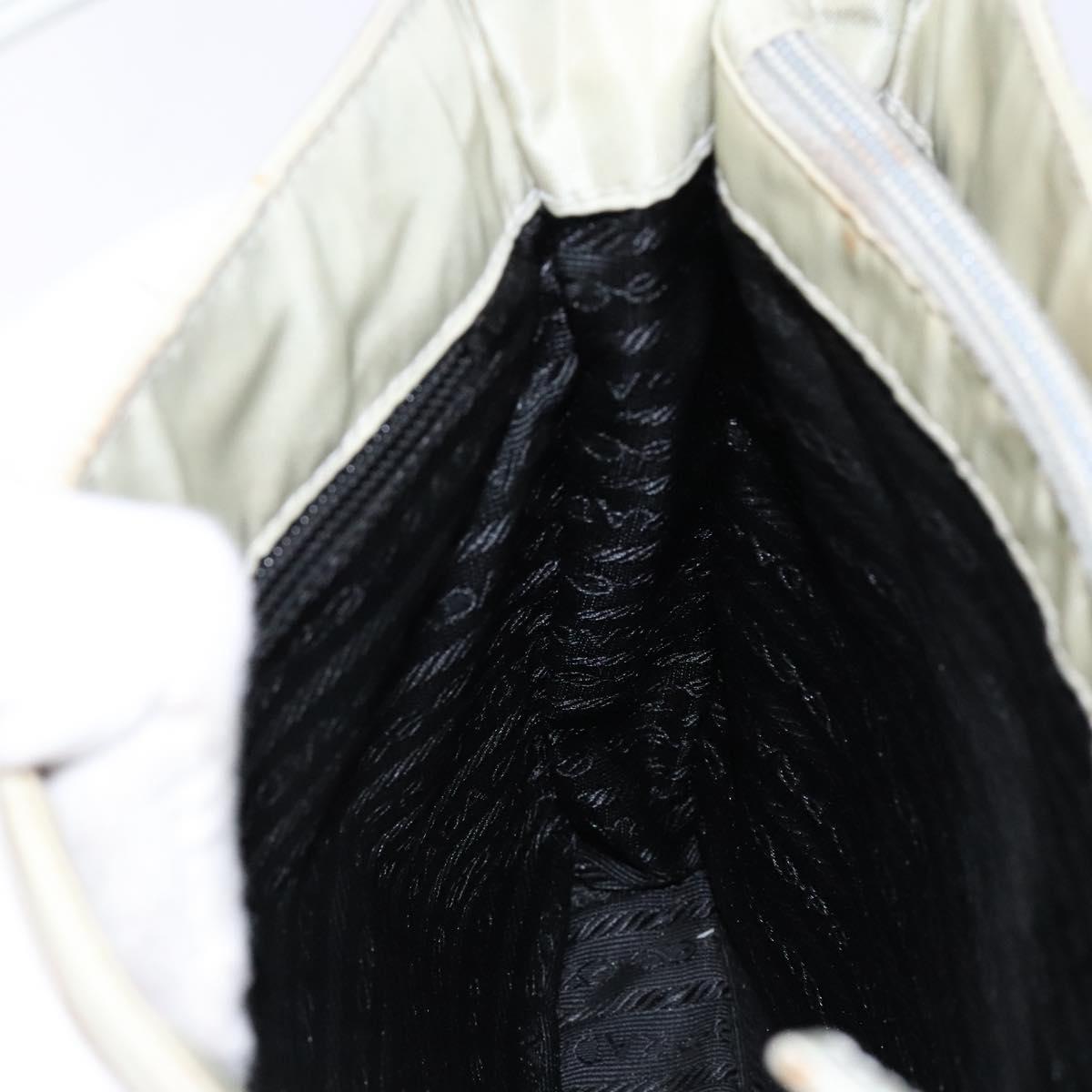 PRADA Tote Bag Nylon White Silver Auth bs28890