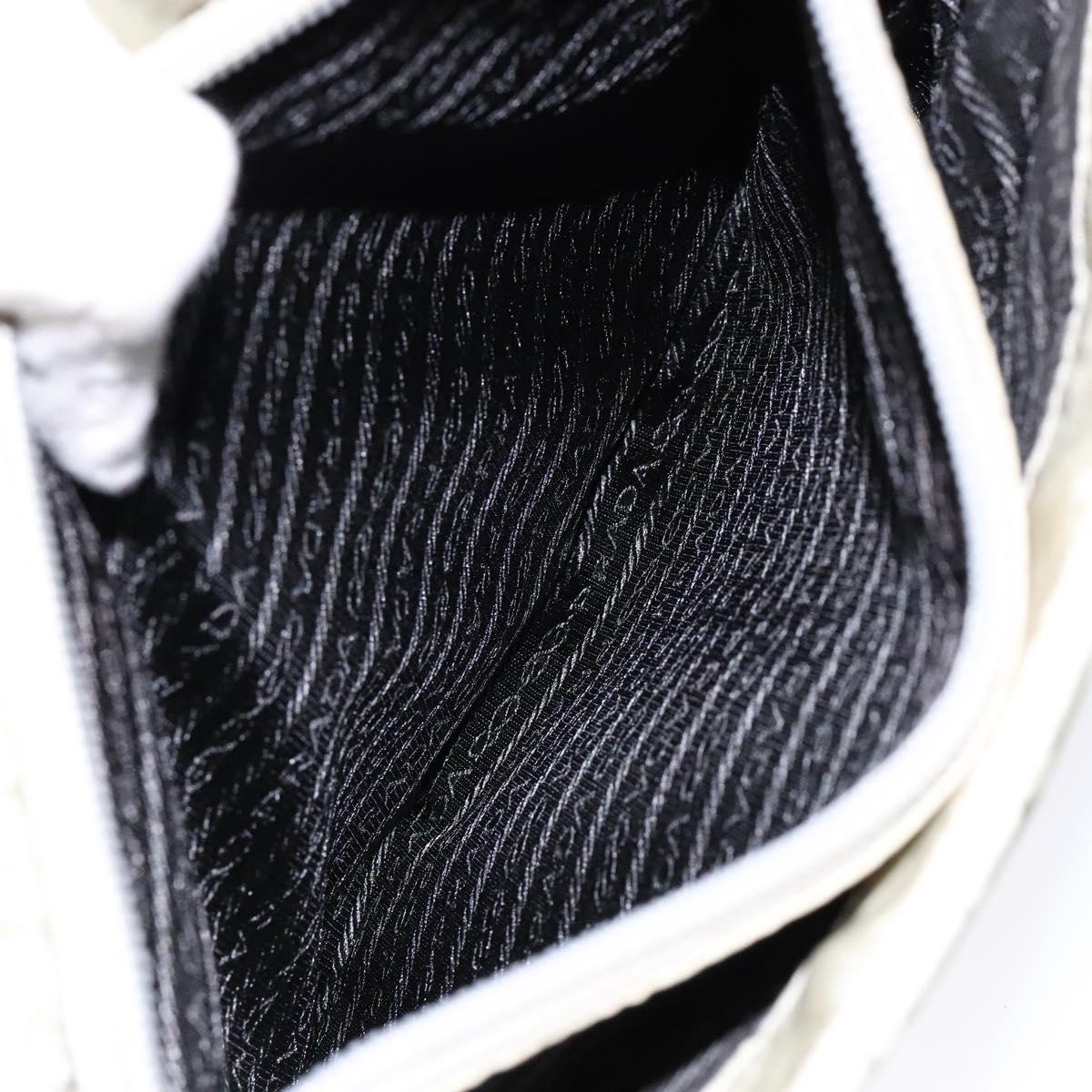 PRADA Tote Bag Nylon White Silver Auth bs28890