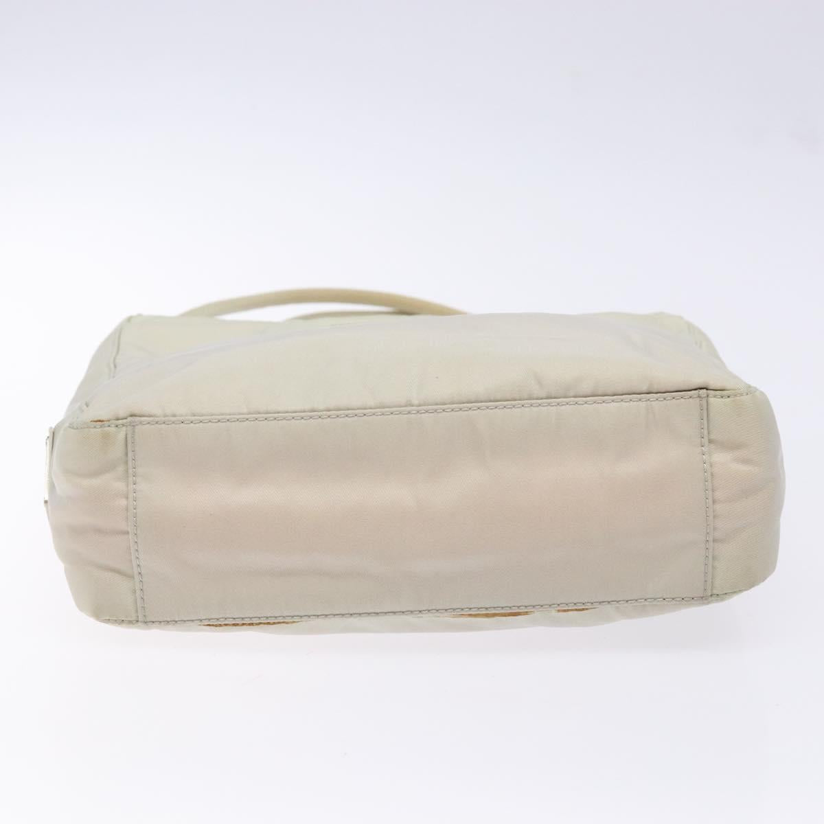 PRADA Tote Bag Nylon White Silver Auth bs28890