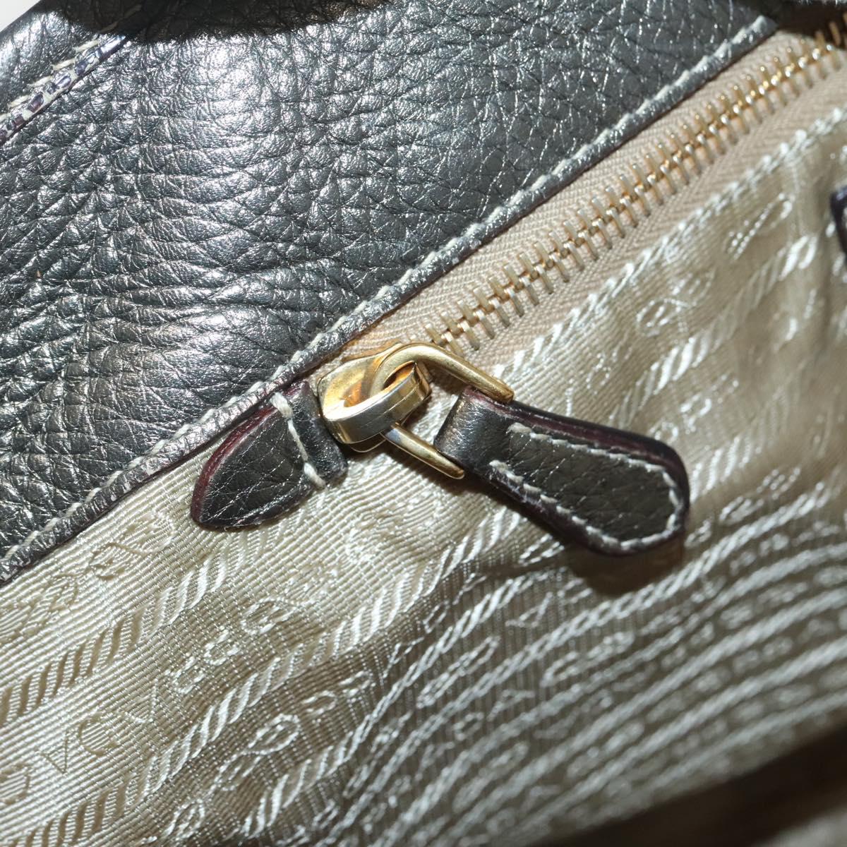 PRADA Hand Bag Canvas 2way Beige Gold Auth bs28891