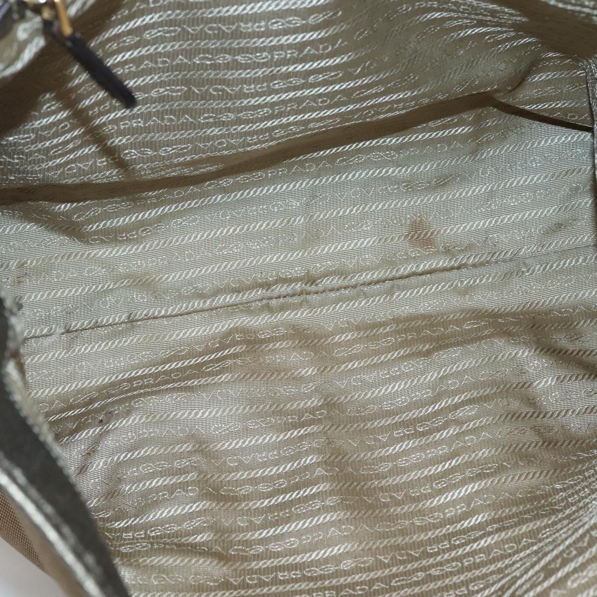 PRADA Hand Bag Canvas 2way Beige Gold Auth bs28891