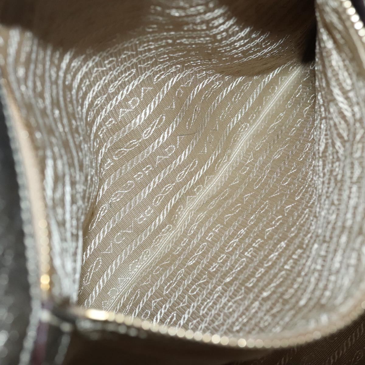 PRADA Hand Bag Canvas 2way Beige Gold Auth bs28891