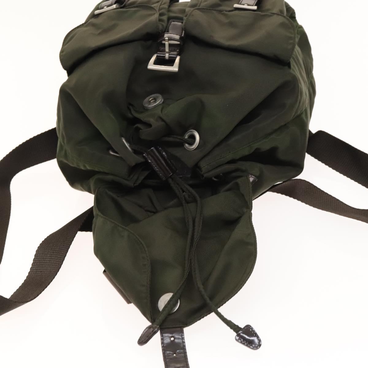 PRADA Backpack Nylon Khaki Silver Auth bs28893