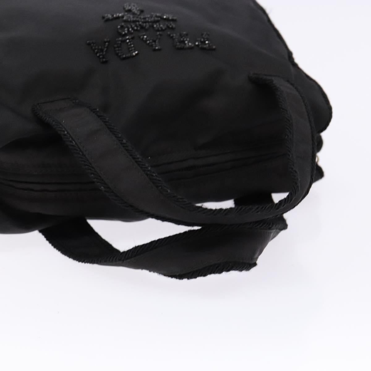 PRADA Hand Bag Nylon Black Gold Auth bs28894