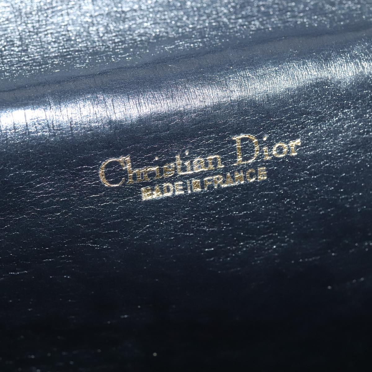 Christian Dior Trotter Canvas Shoulder Bag Navy Gold Auth bs28898