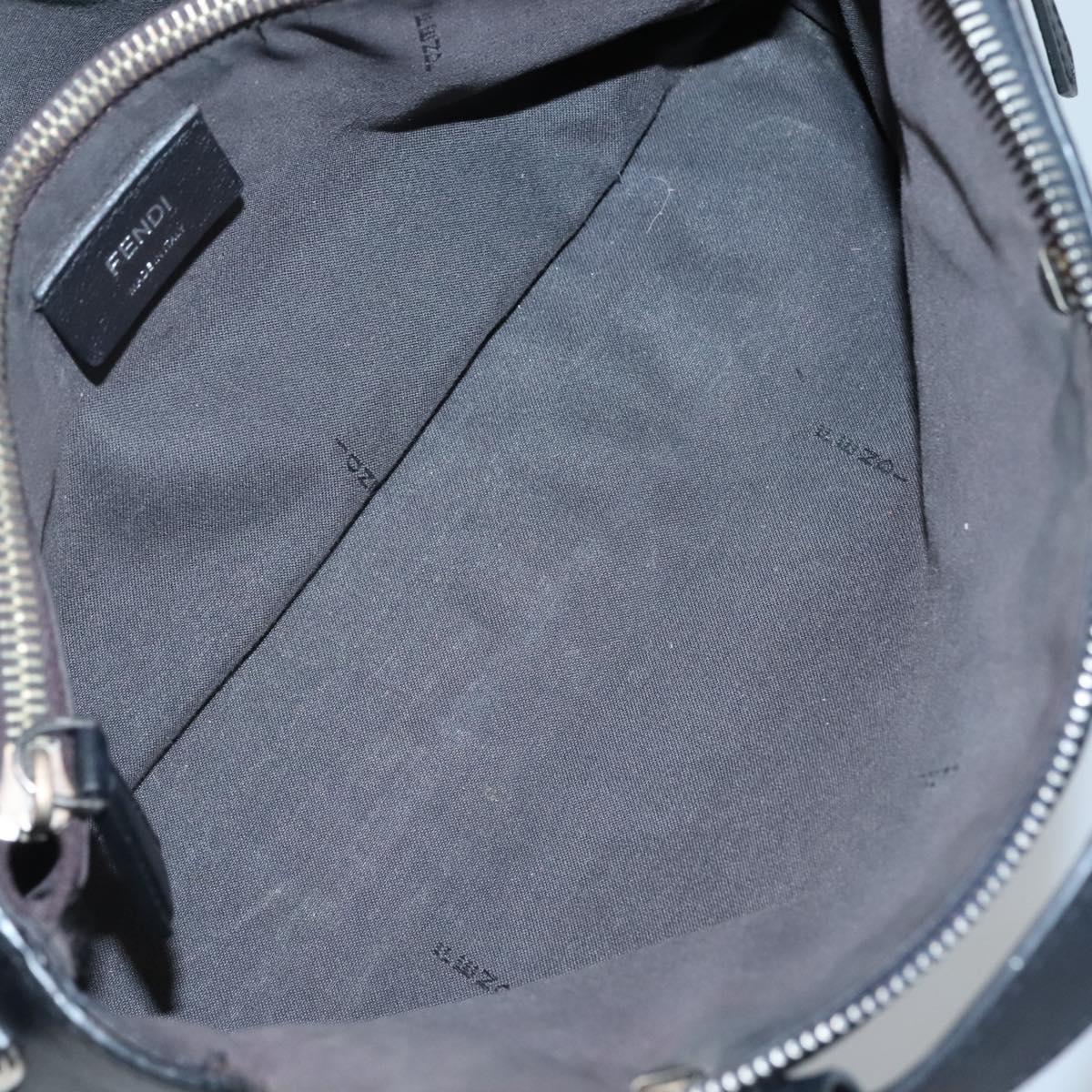 FENDI Hand Bag Leather Black Silver Auth bs28905