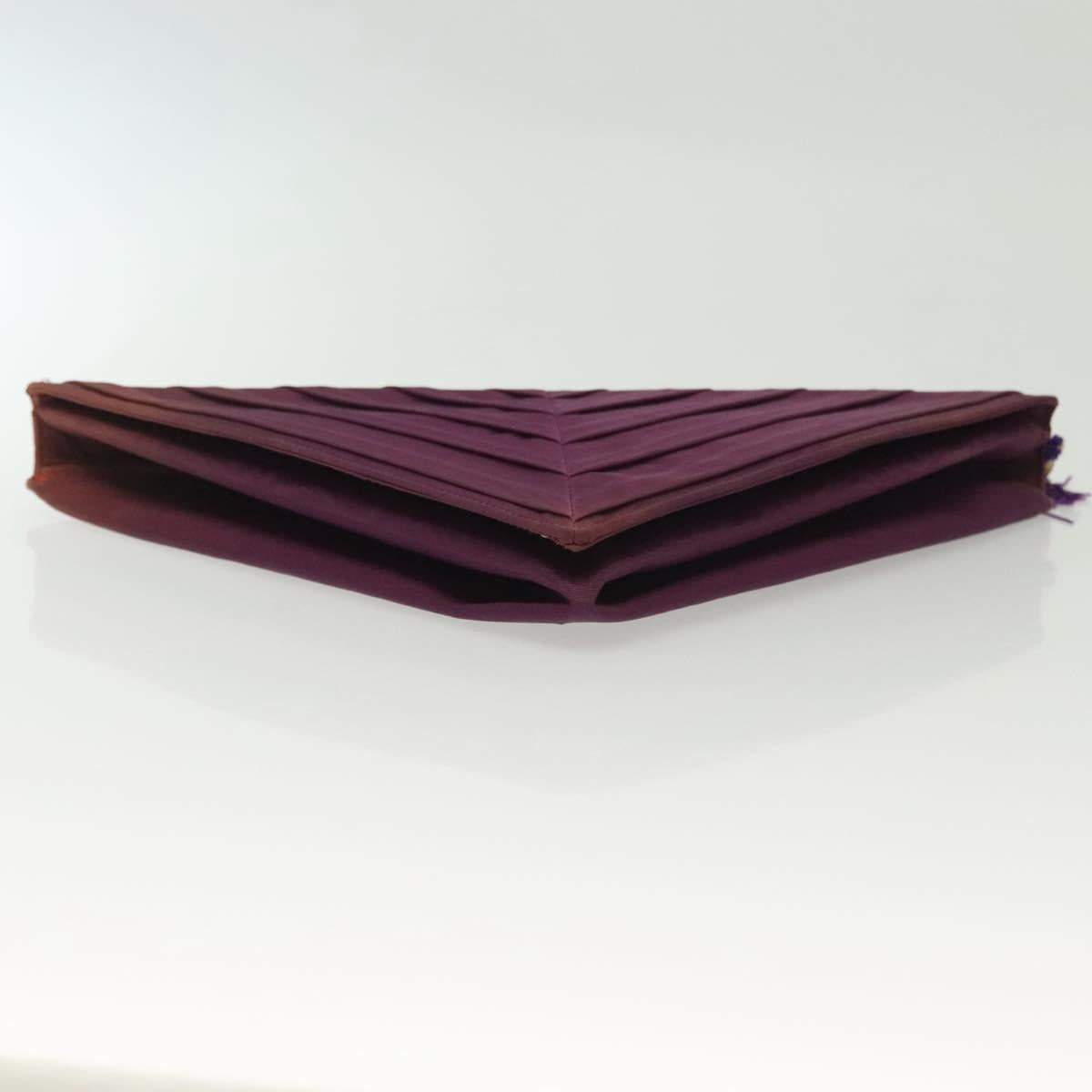 FENDI Clutch Bag Nylon Purple Gold Auth bs28906