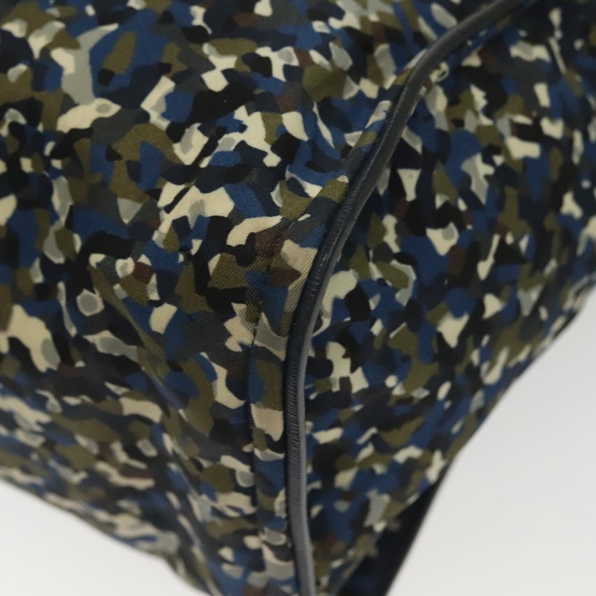 FENDI Monster Bugs Eye Tote Bag Nylon Leather Blue Black Silver Auth bs28907