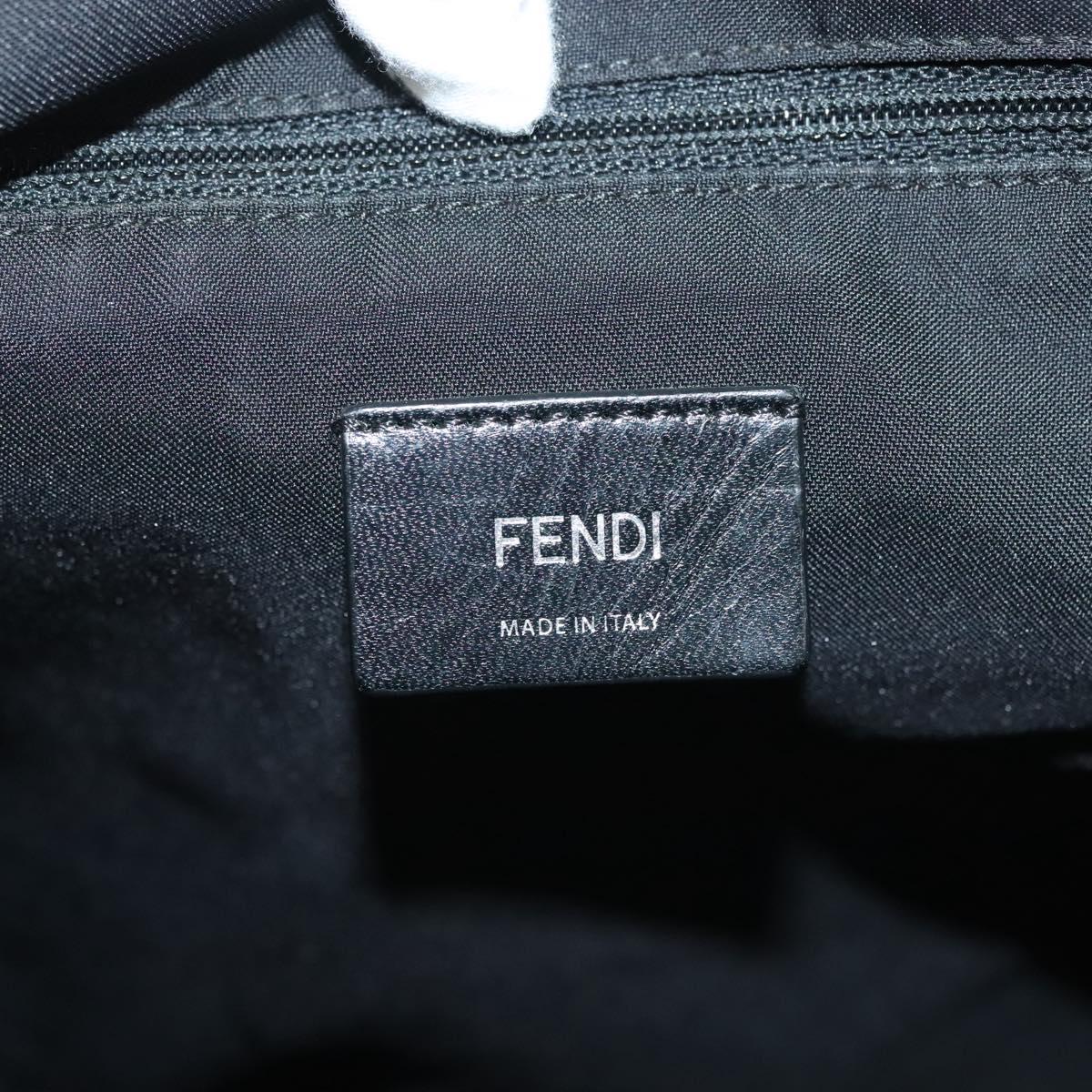 FENDI Monster Bugs Eye Tote Bag Nylon Leather Blue Black Silver Auth bs28907