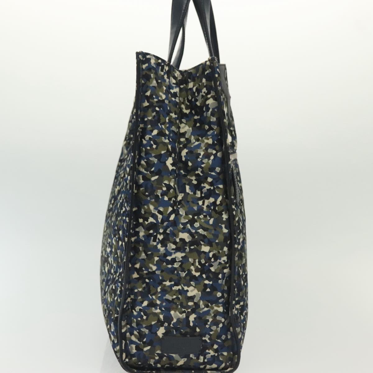 FENDI Monster Bugs Eye Tote Bag Nylon Leather Blue Black Silver Auth bs28907