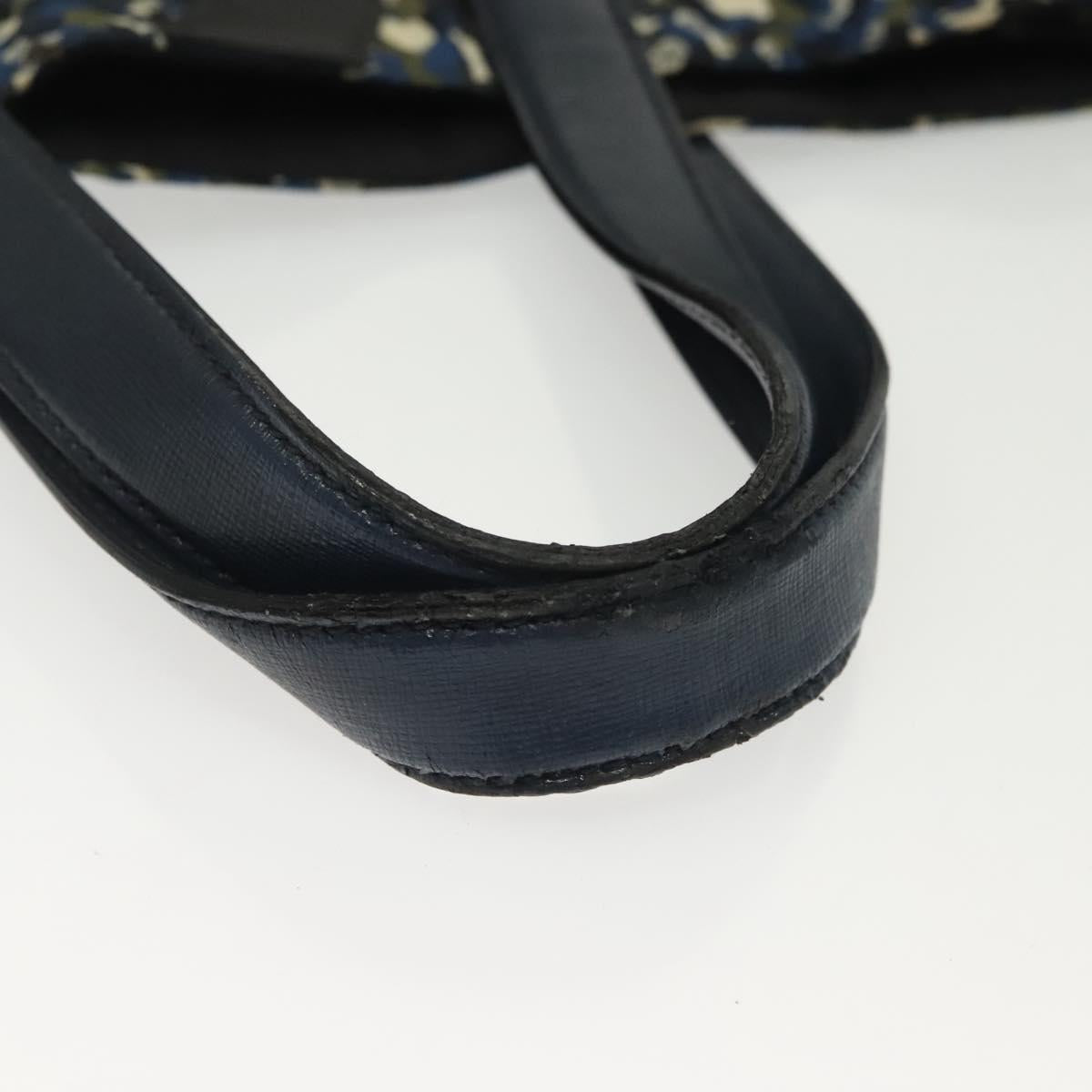 FENDI Monster Bugs Eye Tote Bag Nylon Leather Blue Black Silver Auth bs28907
