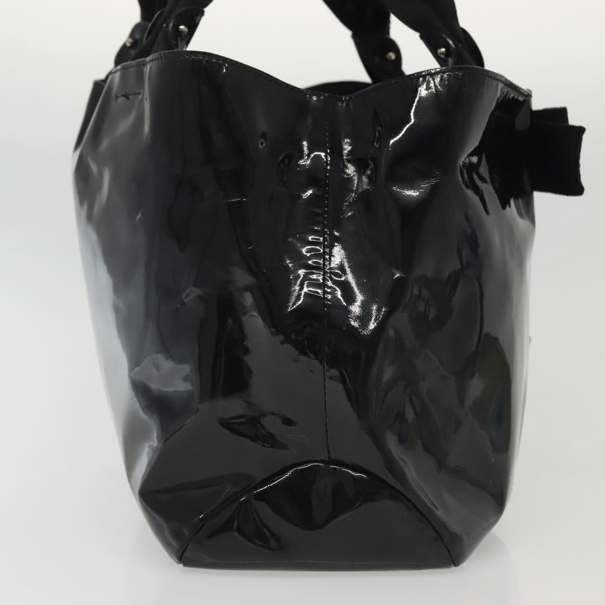 Salvatore Ferragamo Vala Tote Bag Enamel Black Auth bs28914