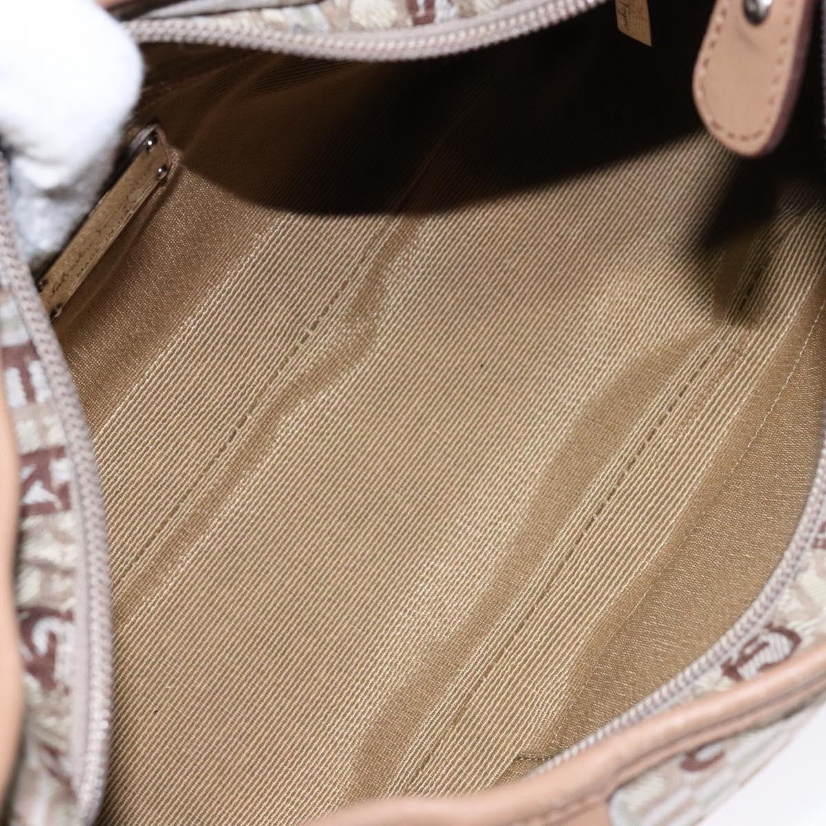 Salvatore Ferragamo Shoulder Bag Canvas Leather Beige Silver Auth bs28919