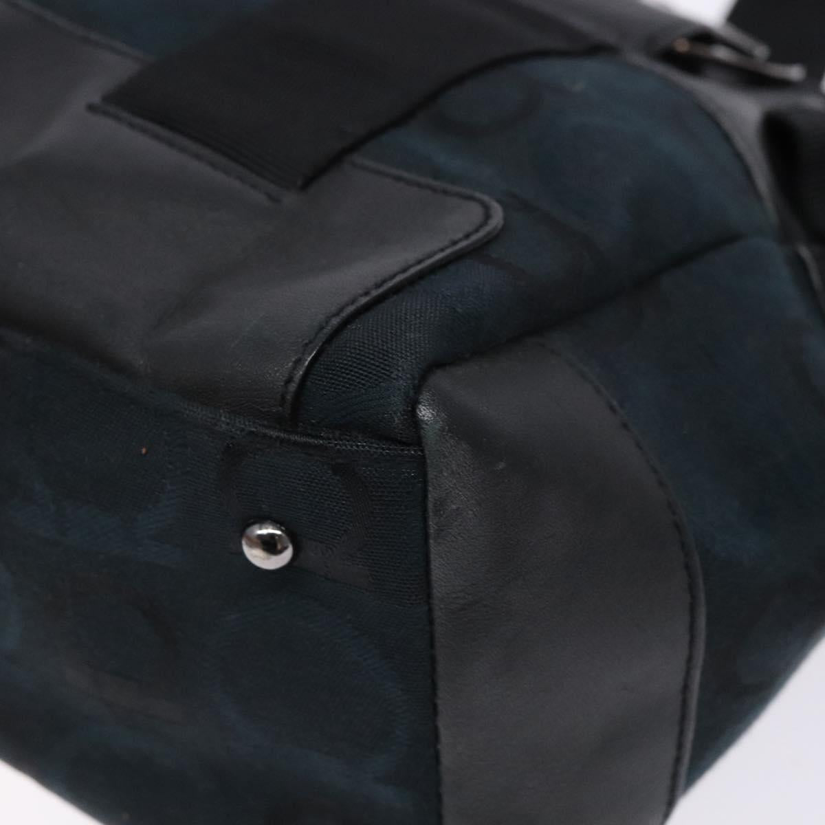 Salvatore Ferragamo Gancini Tote Bag Canvas Leather Black Auth bs28920
