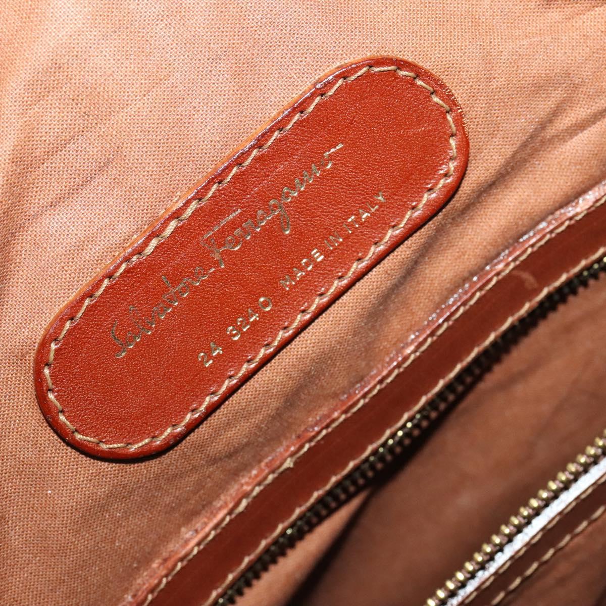 Salvatore Ferragamo Boston Bag Canvas Leather 2way Green Brown gold Auth bs28921