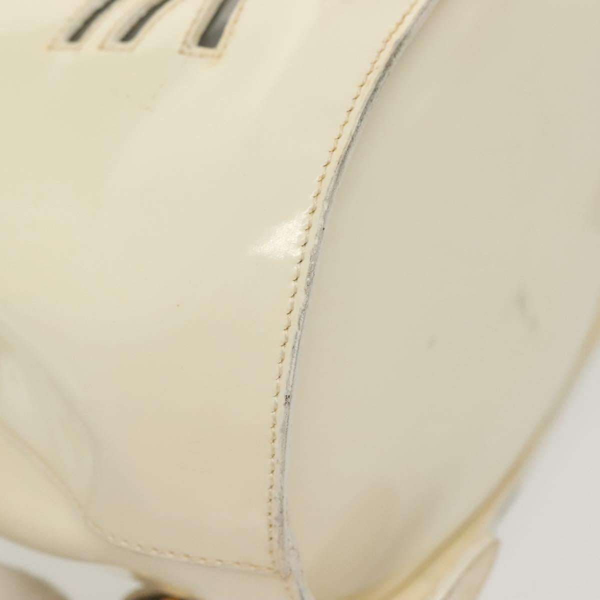Salvatore Ferragamo Gancini Backpack Enamel White Gold Auth bs28923