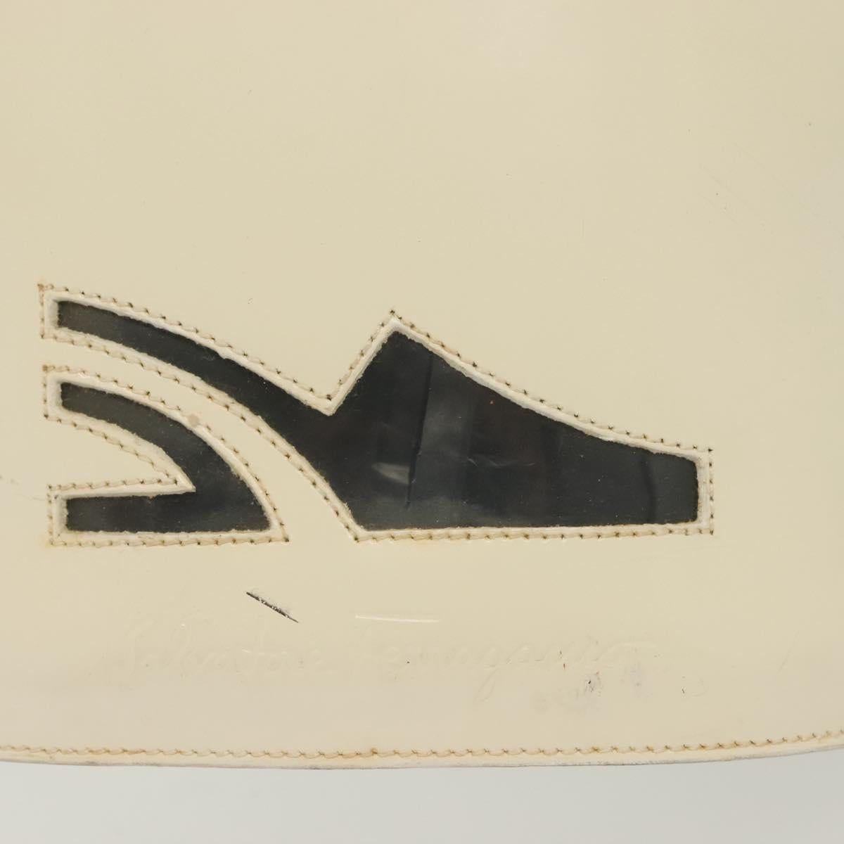 Salvatore Ferragamo Gancini Backpack Enamel White Gold Auth bs28923