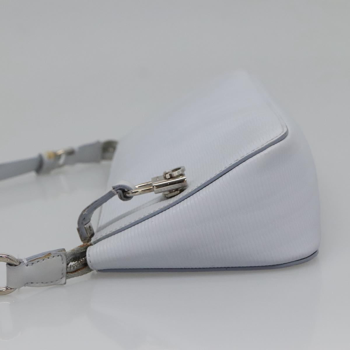 Salvatore Ferragamo Shoulder Bag Leather Light Blue Silver Auth bs28924
