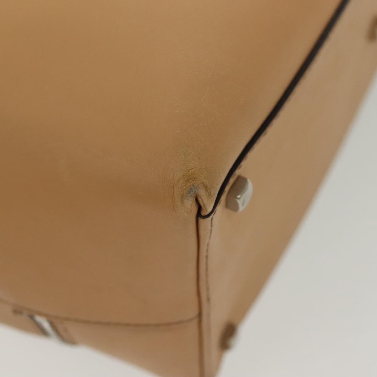 Salvatore Ferragamo Gancini Hand Bag Leather Brown gold Auth bs28925