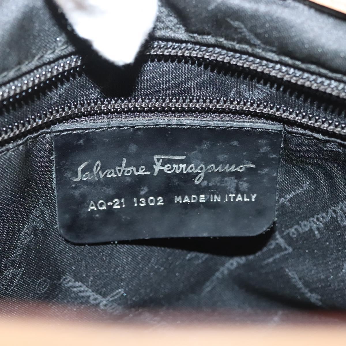 Salvatore Ferragamo Gancini Hand Bag Leather Brown gold Auth bs28925